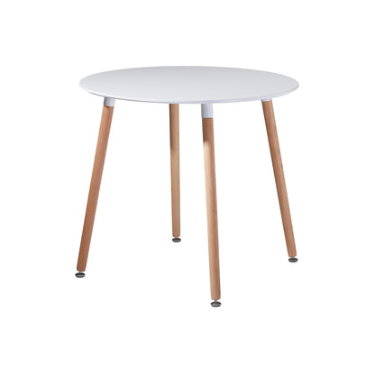 PEA 80cm Circle Dining Table With Beech Legs-White