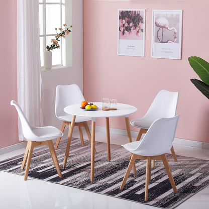 PEA 80cm Circle Dining Table With Beech Legs-White