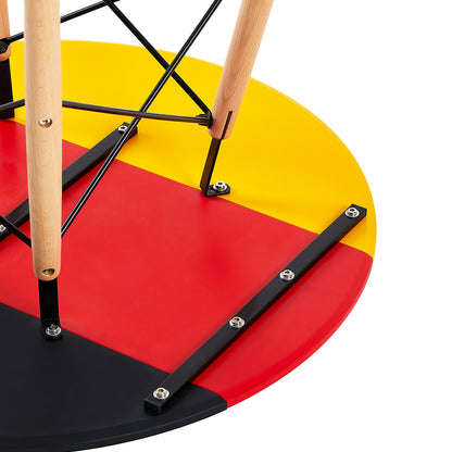 RAY 80cm Circle Splicing Dining Table With Beech Legs-Black Red Yellow