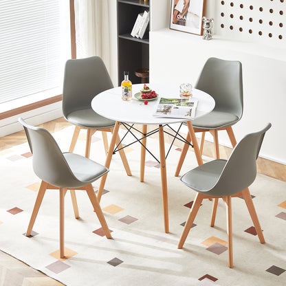 RAY 80cm Circle Splicing Dining Table With Beech Legs-White