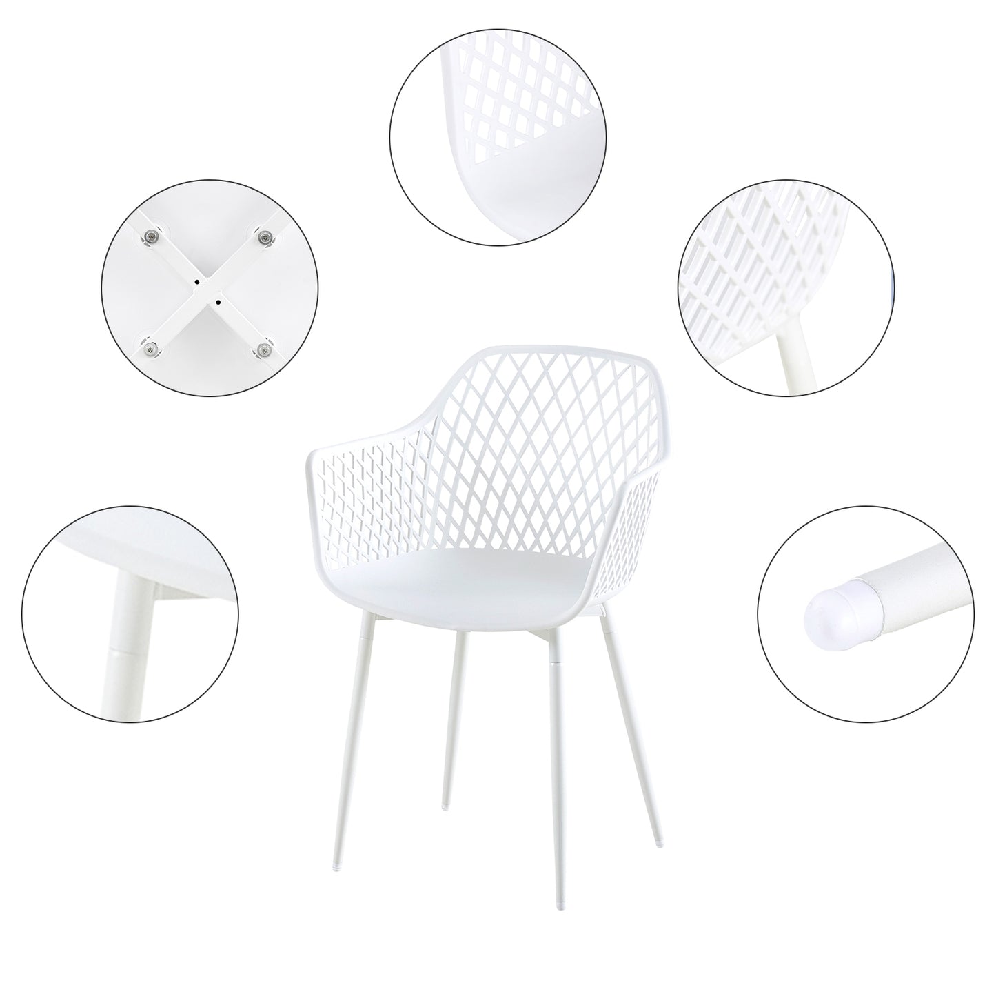 ROME Hollow Chair with Iron Legs - White