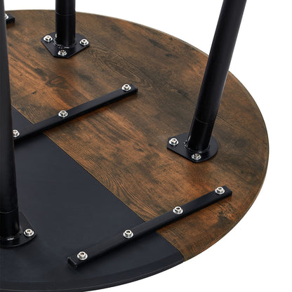 RONALD 80cm Circle Dining Table With Beech Legs-Vintage Wood Grain and Black