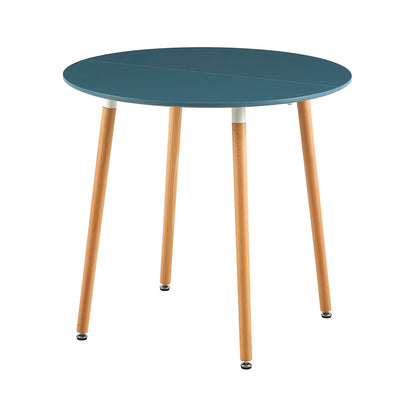 RONALD 80cm Circle Dining Table With Beech Legs-Dark Gray Blue