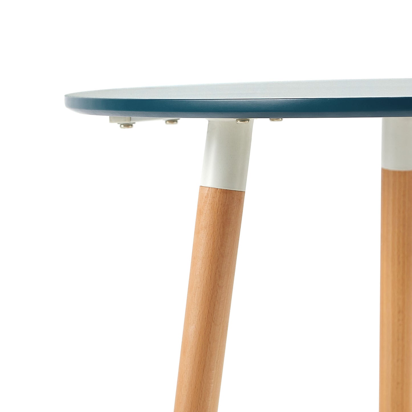 RONALD 80cm Circle Dining Table With Beech Legs-Dark Gray Blue