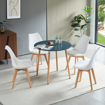 RONALD 80cm Circle Dining Table With Beech Legs-Dark Gray Blue