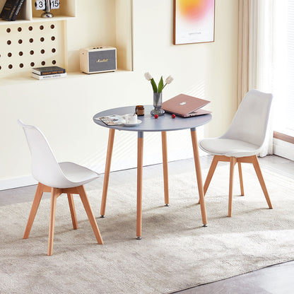 RONALD 80cm Circle Dining Table With Beech Legs-Gray