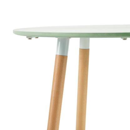 RONALD 80cm Circle Dining Table With Beech Legs - Ice Cream Green