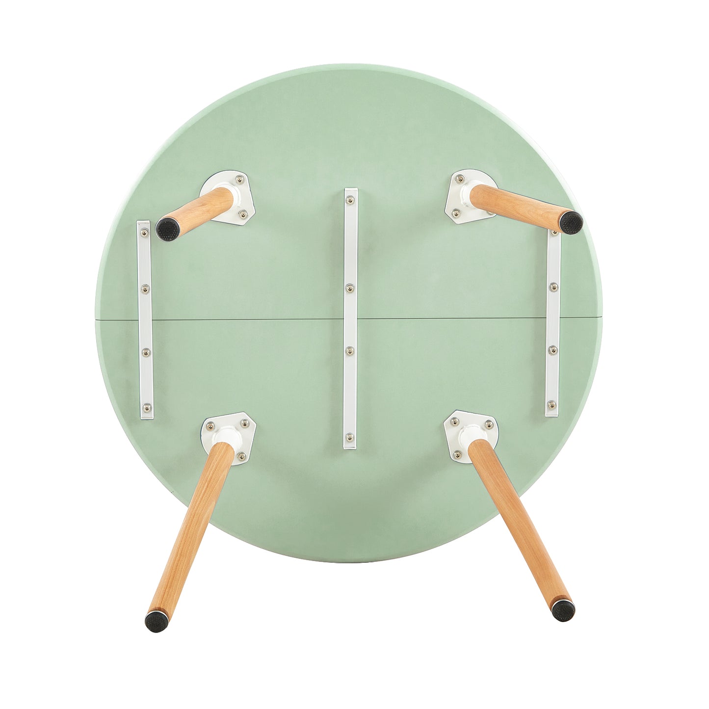 RONALD 80cm Circle Dining Table With Beech Legs - Ice Cream Green