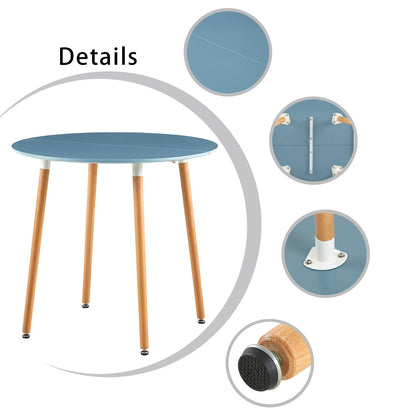 RONALD 80cm Circle Dining Table With Beech Legs-Light Gray Blue
