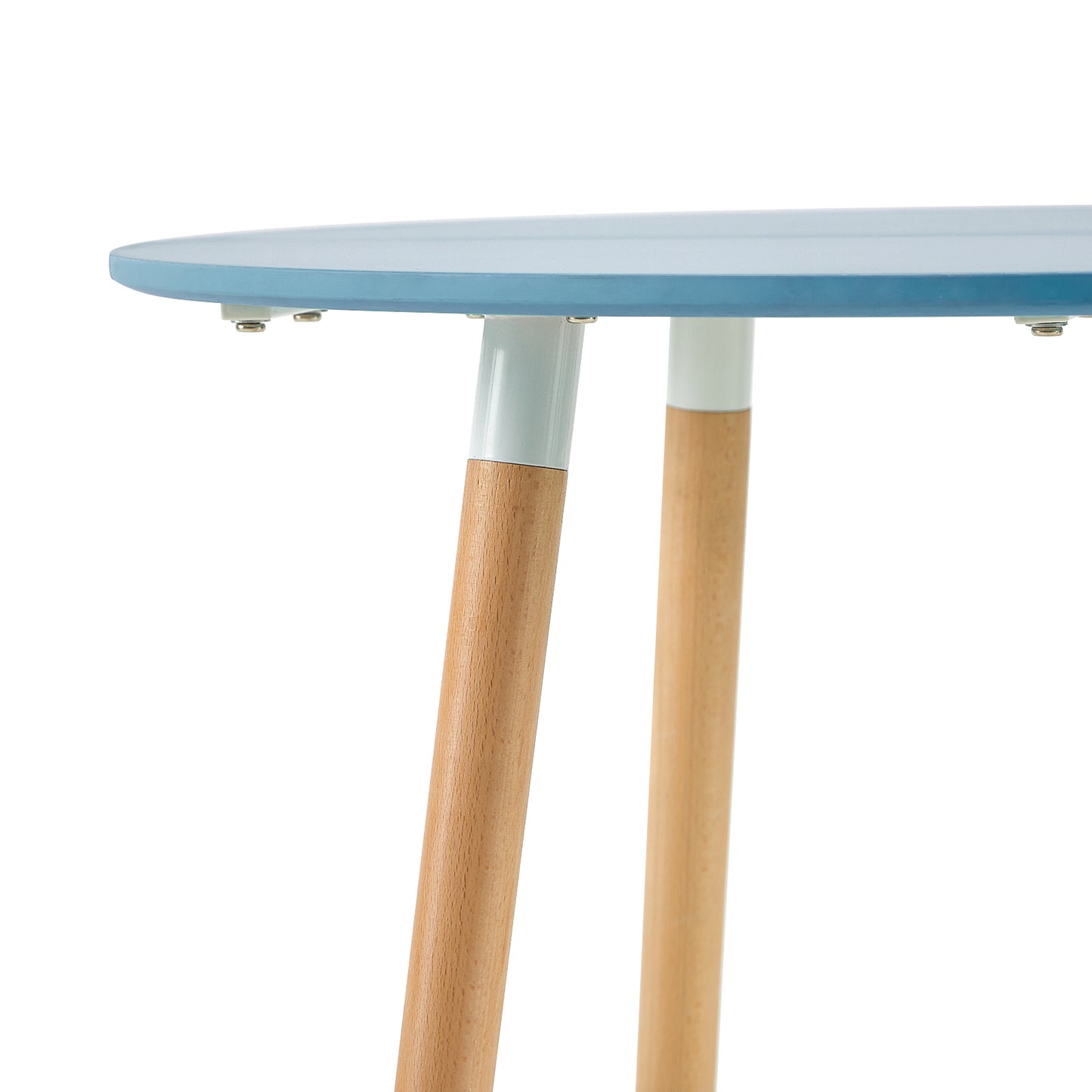 RONALD 80cm Circle Dining Table With Beech Legs-Light Gray Blue