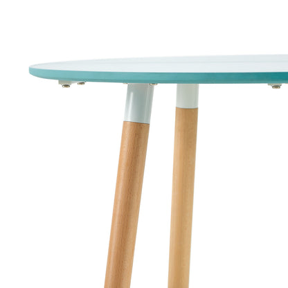 RONALD 80cm Circle Dining Table With Beech Legs - Light Blue