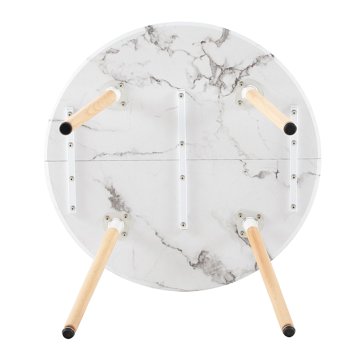 RONALD 80cm Circle Dining Table With Beech Legs-MARBLE Color