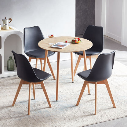 RONALD 80cm Circle Dining Table With Beech Legs-Oak Color