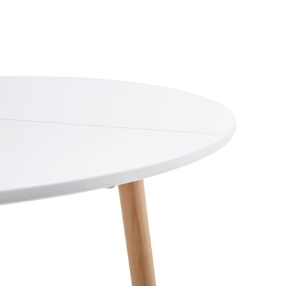 RONALD 90cm Splicing Circle Dining Table With Beech Legs-White