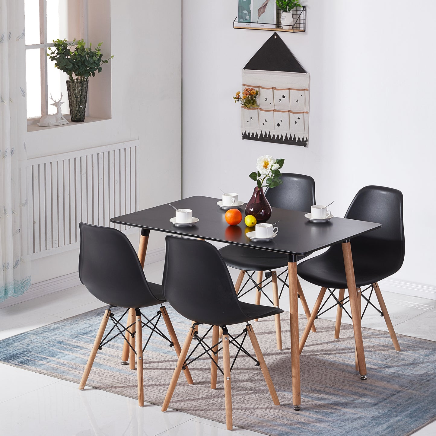 SAGE 110cm Dining Table With Beech Legs-Black