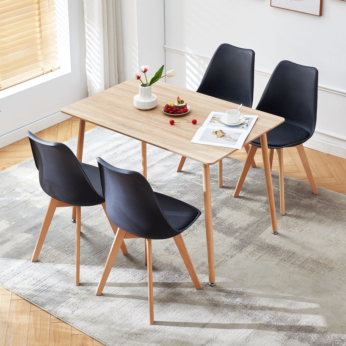 SAGE 110cm Splicing Dining Table With Beech Legs-Oak Color