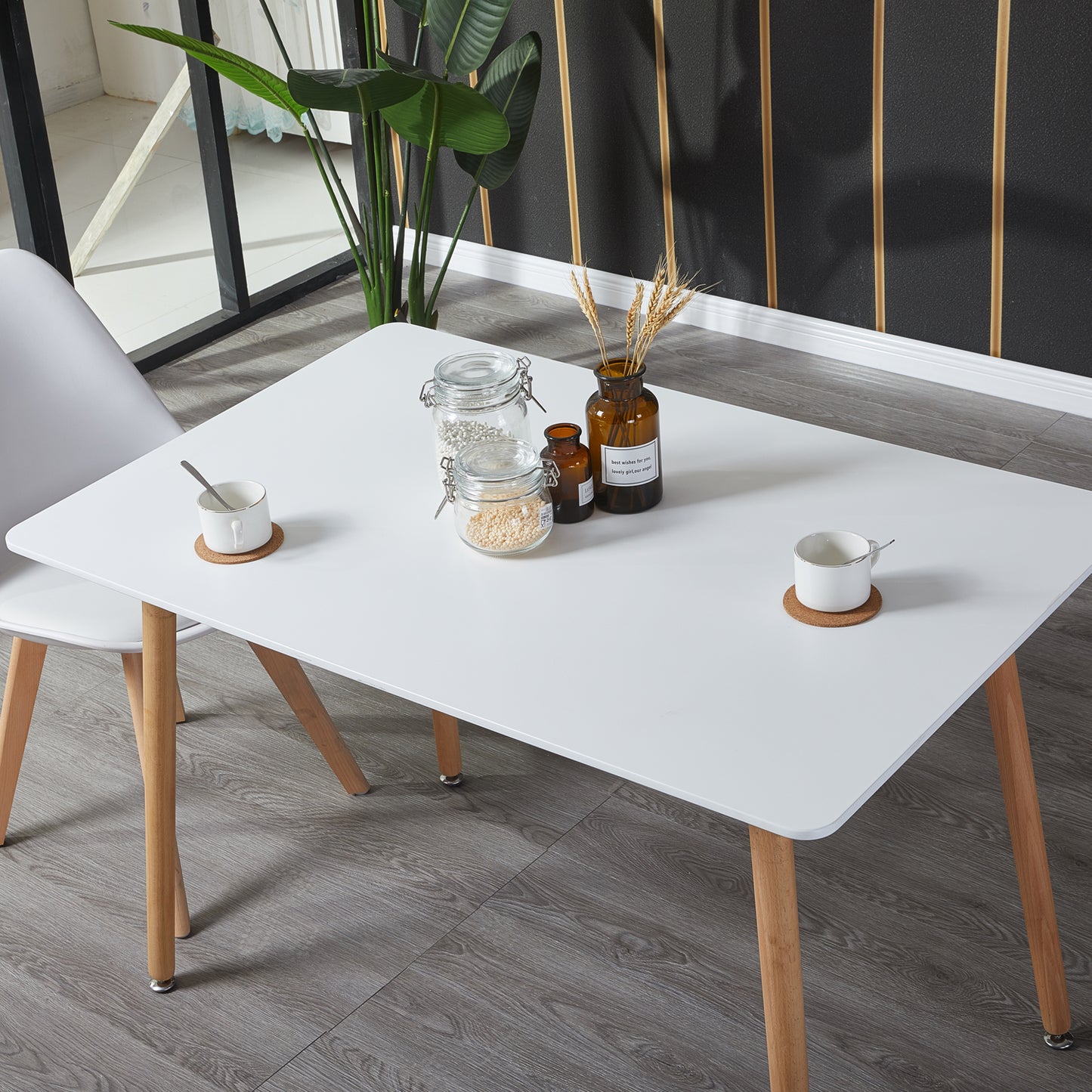 SAGE 110cm Dining Table With Beech Legs-White