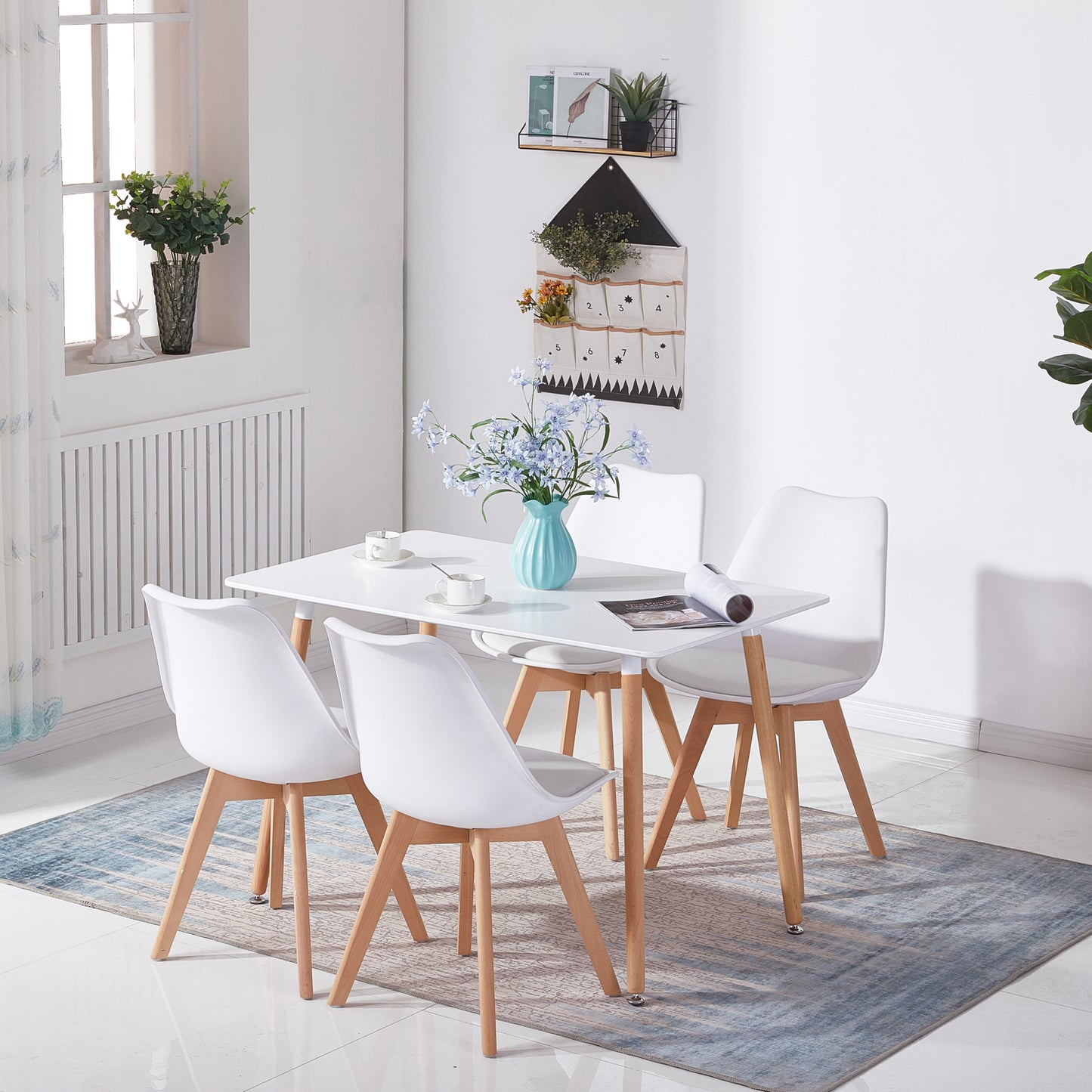 SAGE 110cm Dining Table With Beech Legs-White