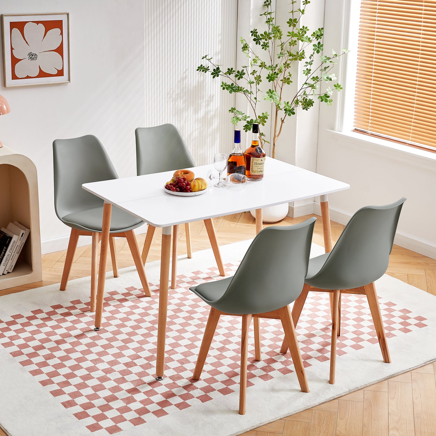 SAGE 110cm Splicing Dining Table With Beech Legs-White