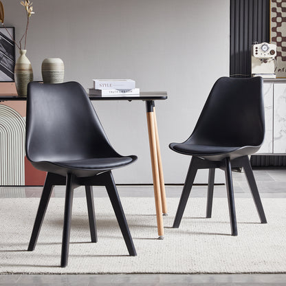 TULIP Dining Chair with Black Beech Legs - Black