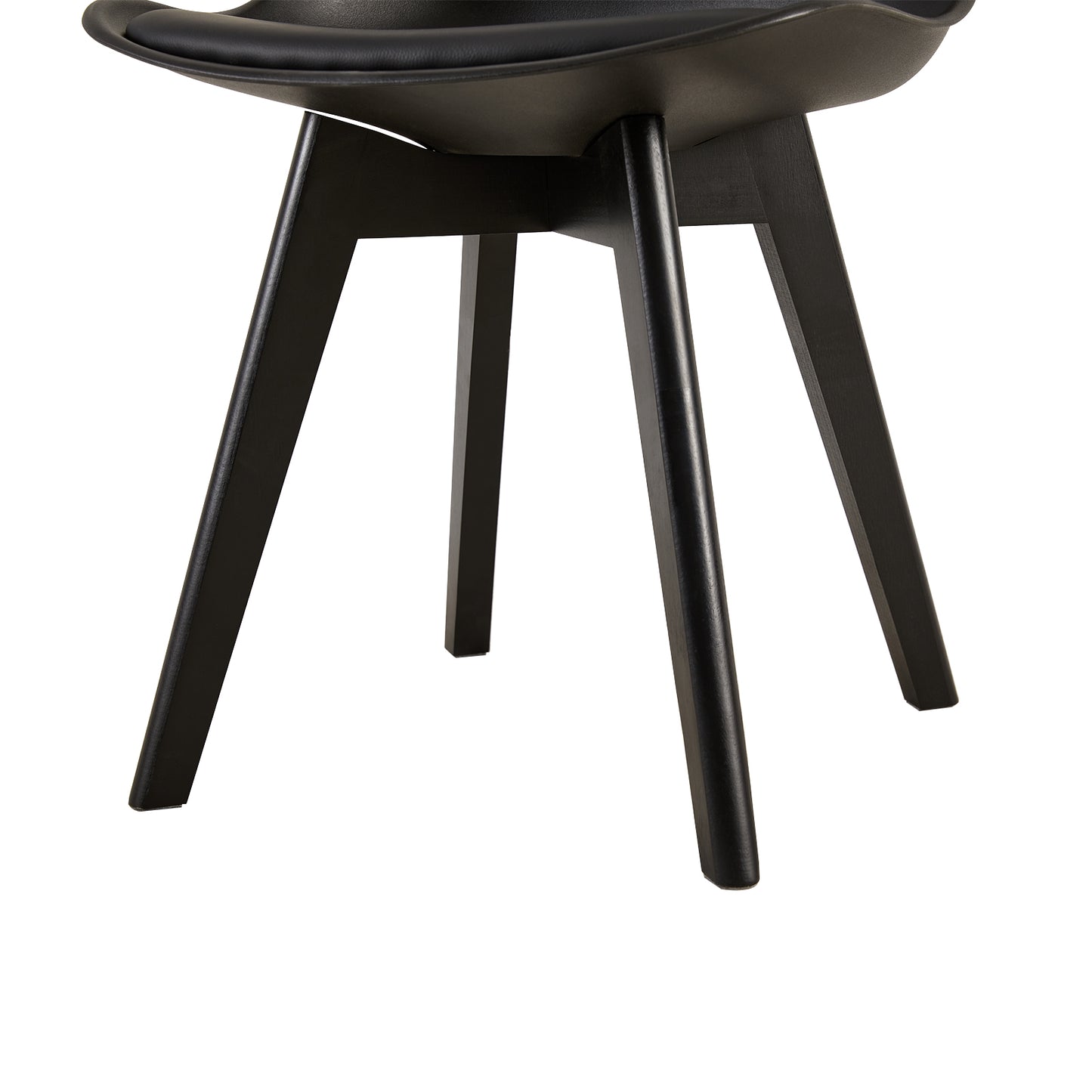 TULIP Dining Chair with Black Beech Legs - Black