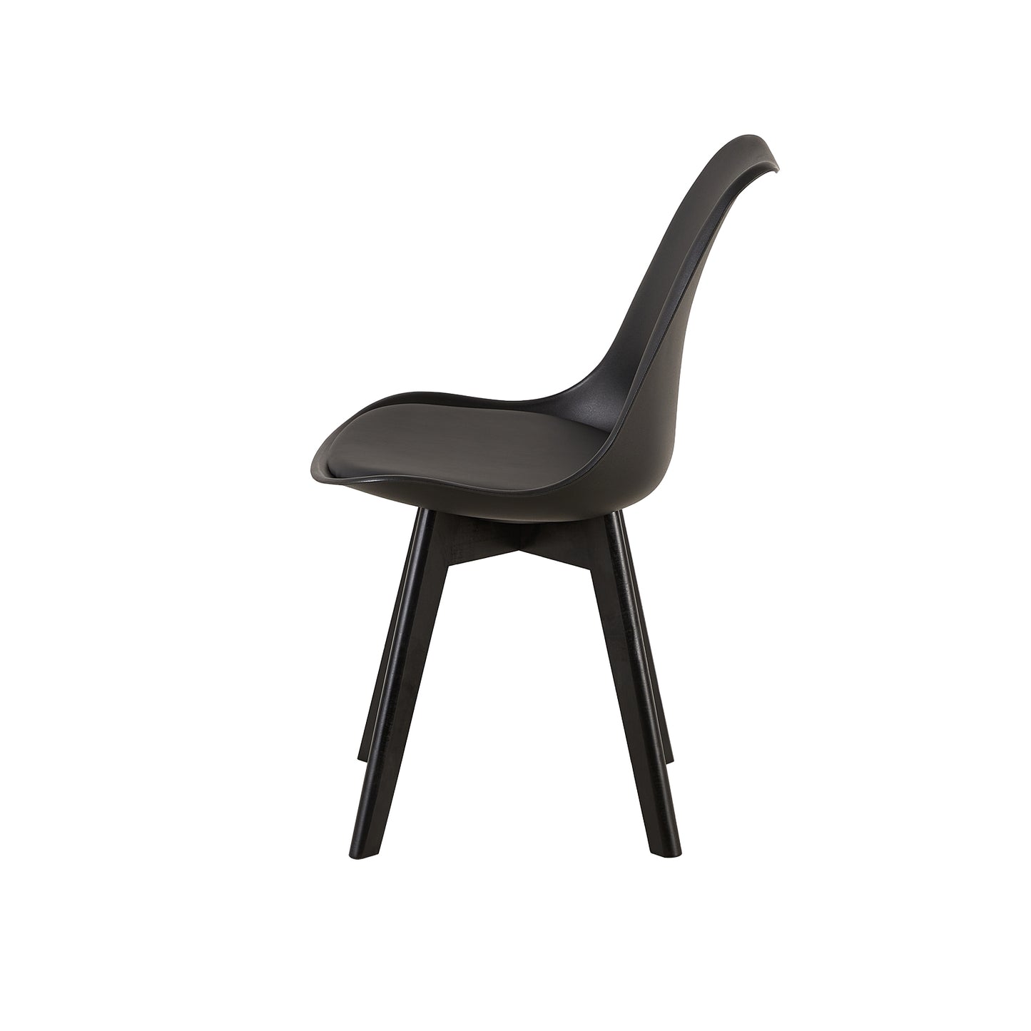 TULIP Dining Chair with Black Beech Legs - Black