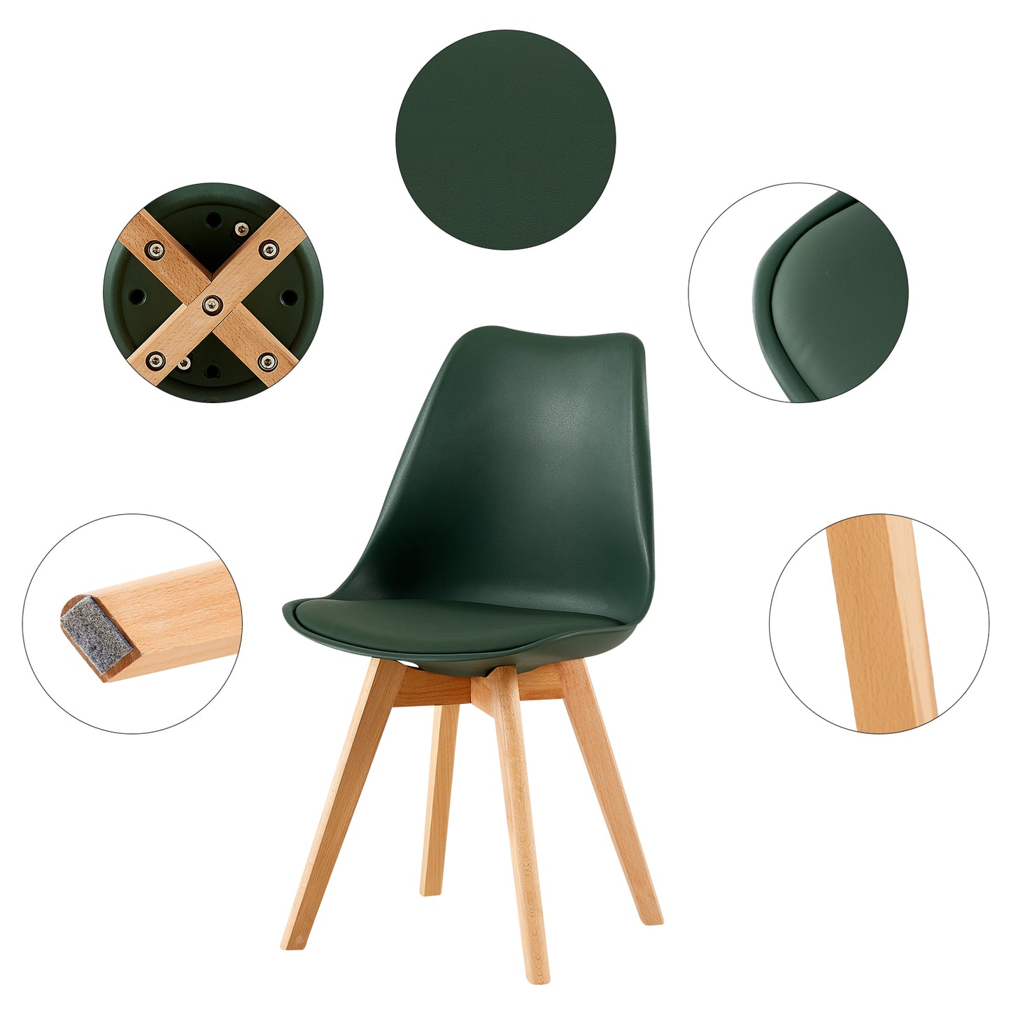 TULIP Dining Chair with Beech Legs - Frosted Green