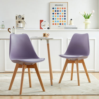 TULIP Dining Chair with Beech Legs - Gray Purple