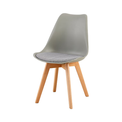 TULIP Dining Chair with Beech Legs - Gray/Houndstooth Linen