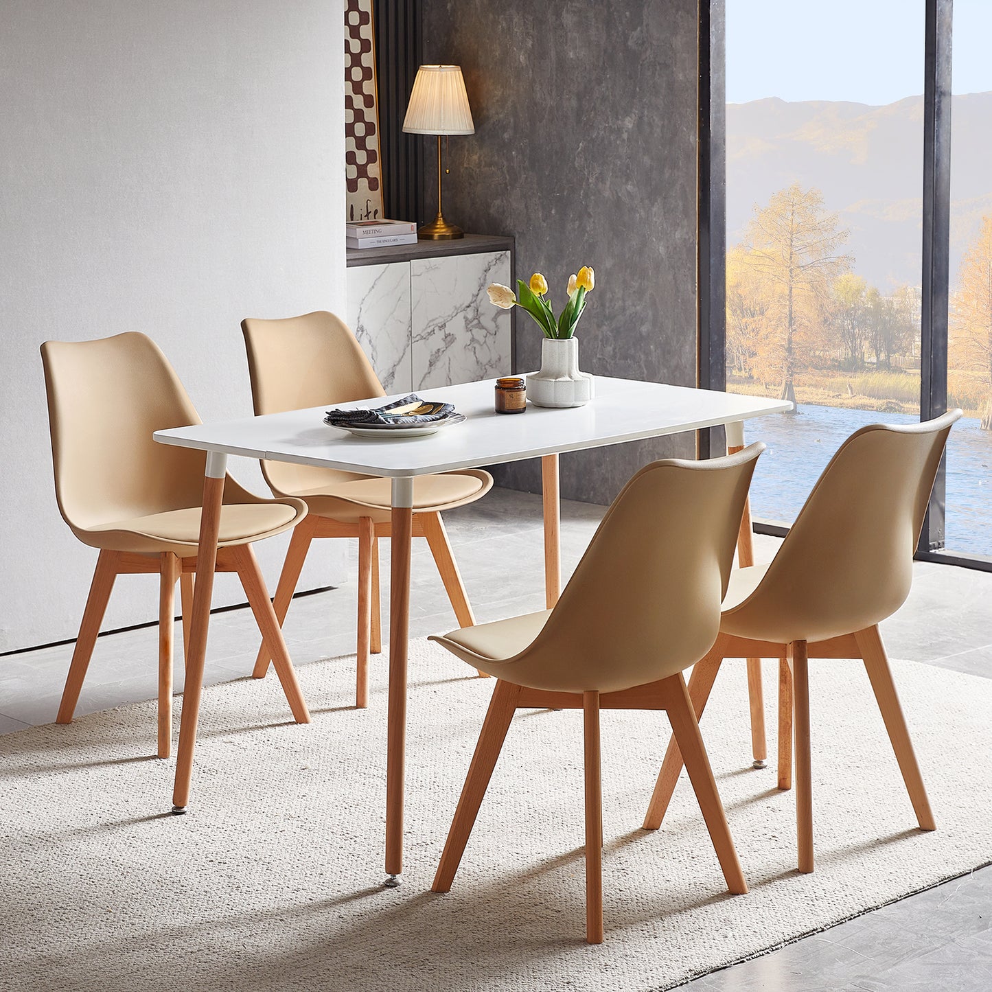 TULIP Dining Chair with Beech Legs - Kakhi