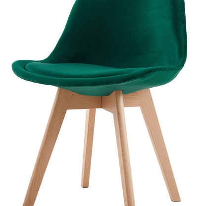 TULIP Dining Chair with Velvet-Dark Green