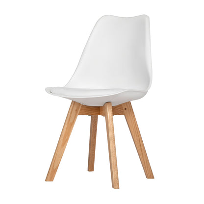 TULIP Dining Chair with OAK Legs-White