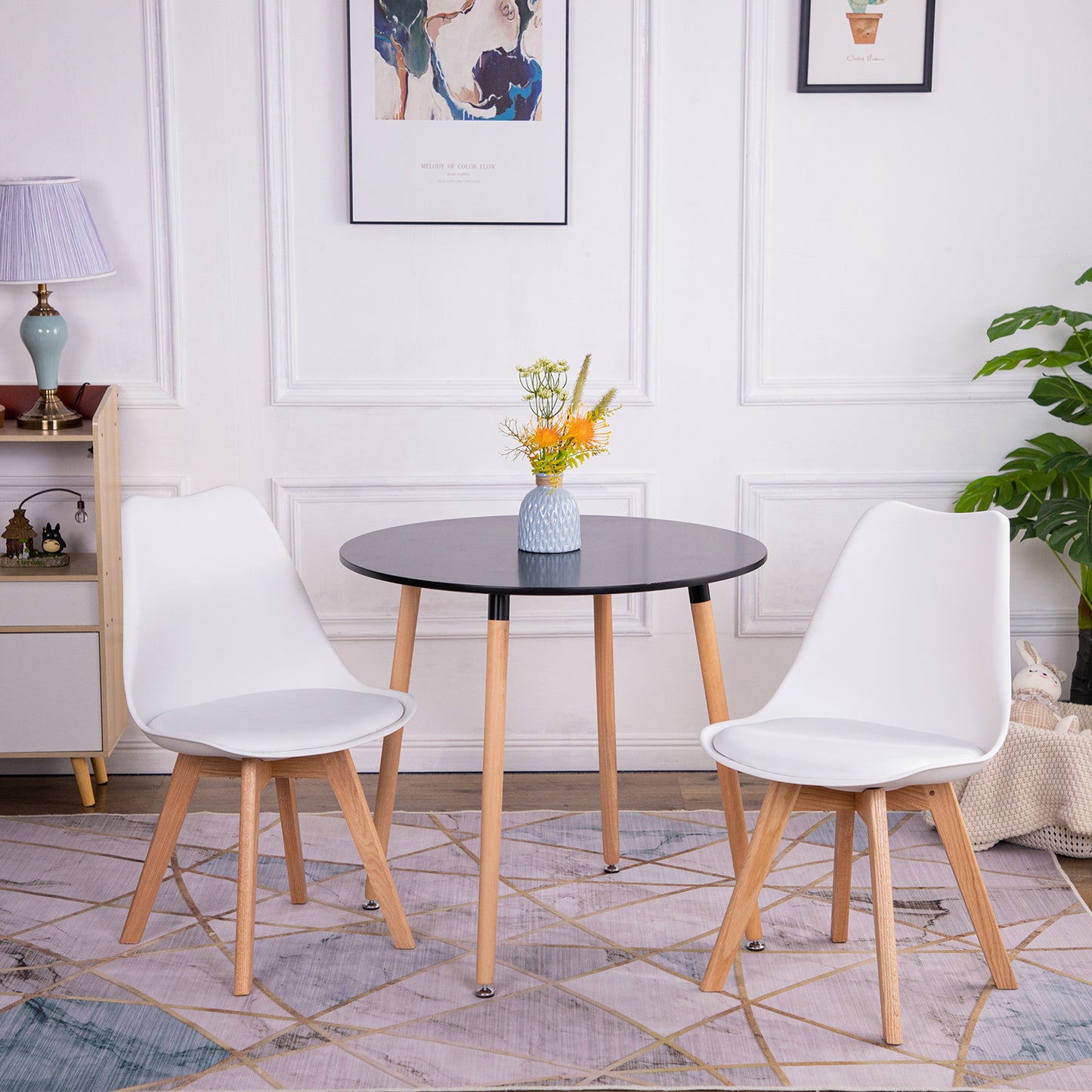 TULIP Dining Chair with OAK Legs-White