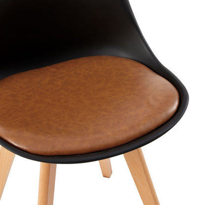 TULIP Dining Chair with Beech Legs - Black/Camel