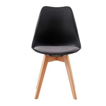 TULIP Dining Chair with Beech Legs - Black/Gray Velvet