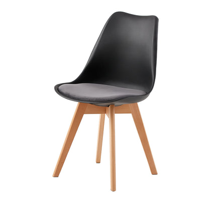 TULIP Dining Chair with Beech Legs - Black/Gray Velvet