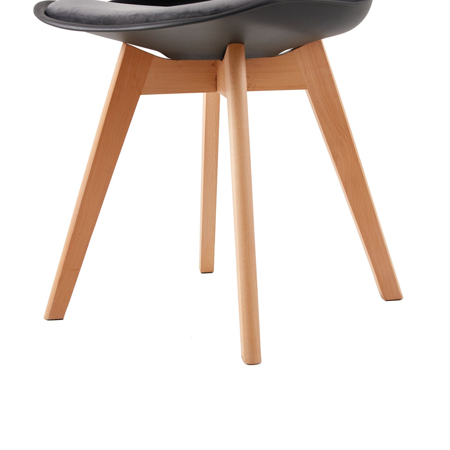 TULIP Dining Chair with Beech Legs - Black/Gray Velvet