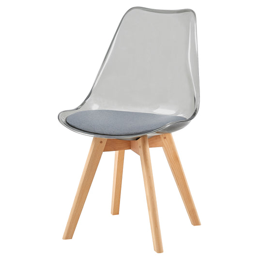 TULIP Dining Chair with SMOKY Back-Gray Linen