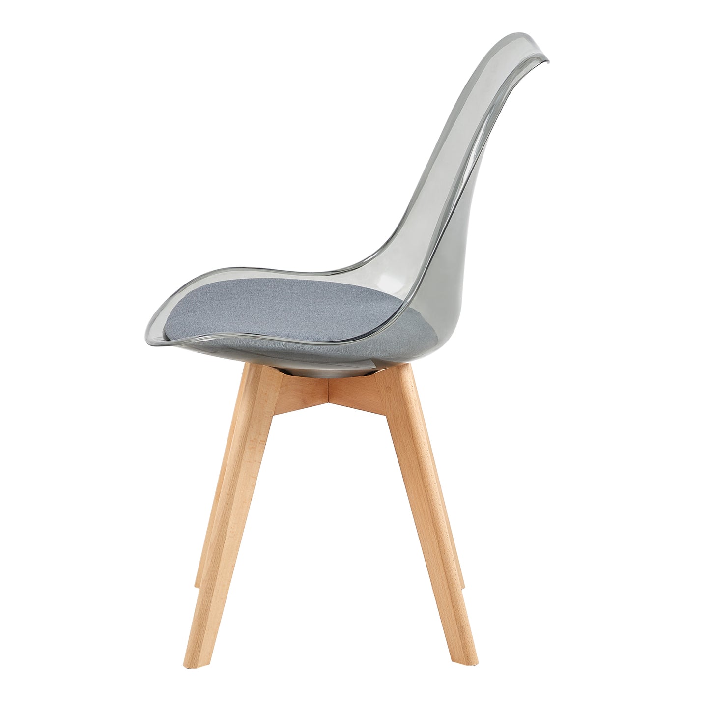 TULIP Dining Chair with SMOKY Back-Gray Linen