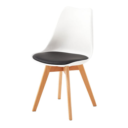 TULIP Dining Chair with Beech Legs - White/Black