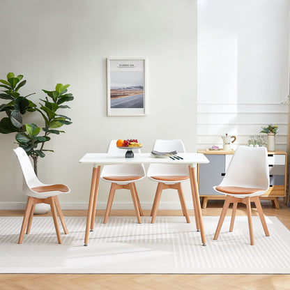 TULIP Dining Chair with Beech Legs - White/Camel
