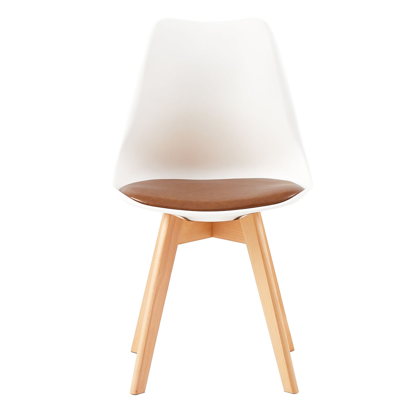 TULIP Dining Chair with Beech Legs - White/Camel