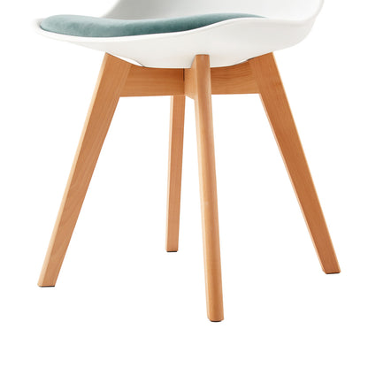 TULIP Dining Chair with Beech Legs - White/Cactus Velvet