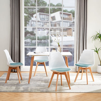 TULIP Dining Chair with Beech Legs - White/Cactus Velvet