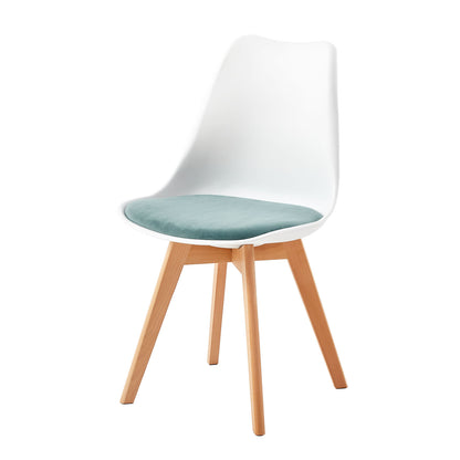 TULIP Dining Chair with Beech Legs - White/Cactus Velvet