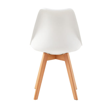 TULIP Dining Chair with Beech Legs - White/Cactus Velvet