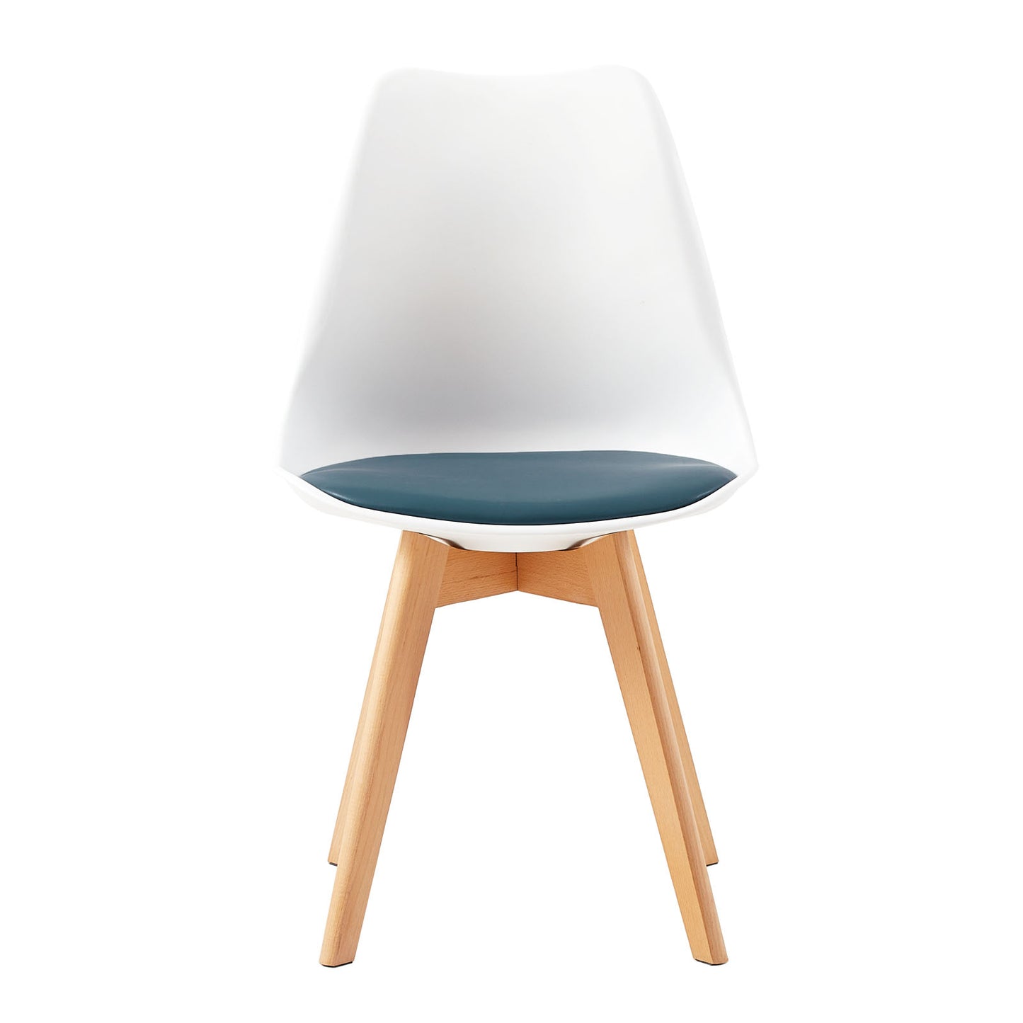 TULIP Dining Chair with Beech Legs - White/Dark Gray Blue