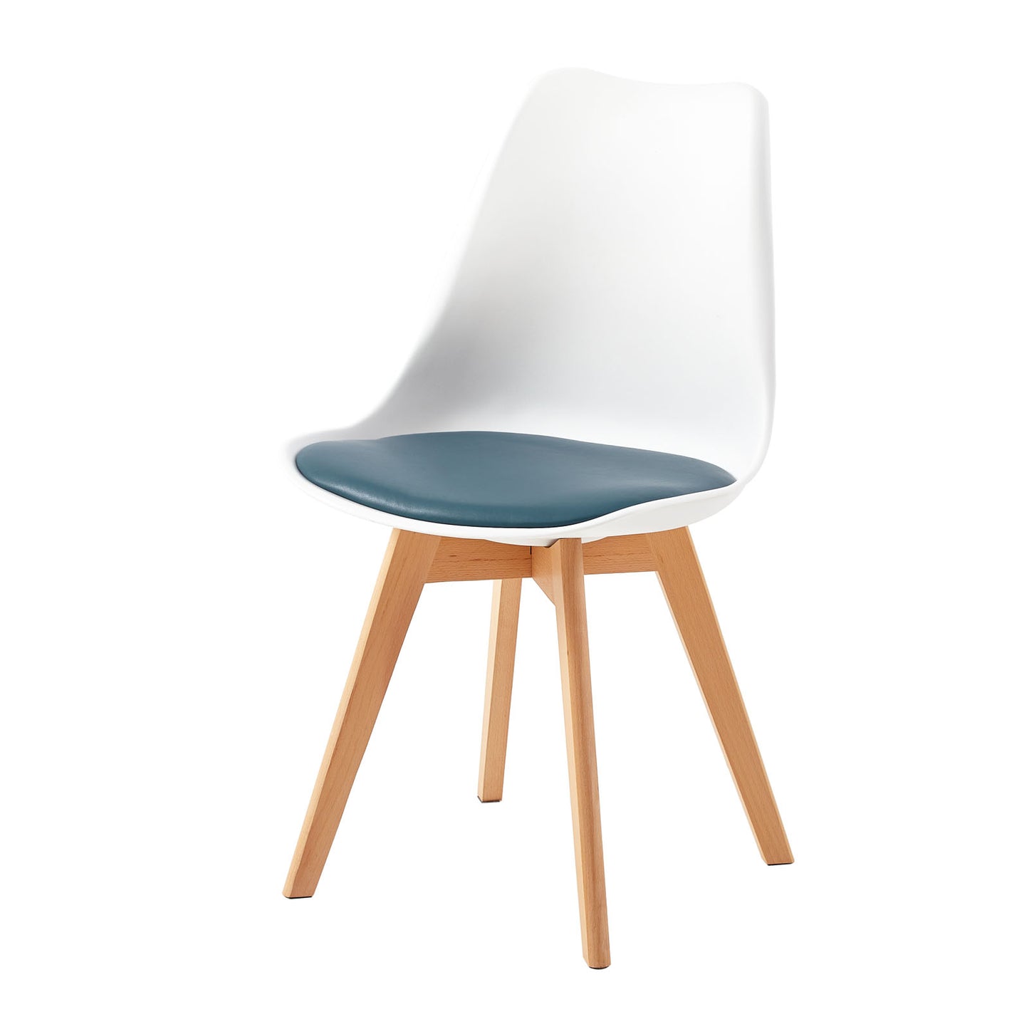 TULIP Dining Chair with Beech Legs - White/Dark Gray Blue