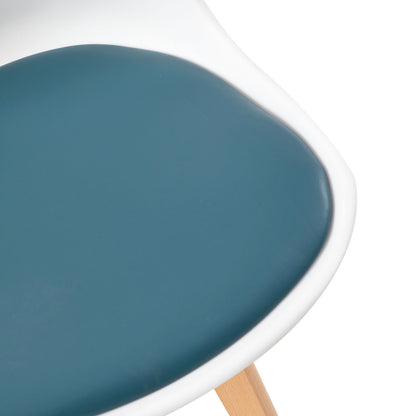 TULIP Dining Chair with Beech Legs - White/Dark Gray Blue