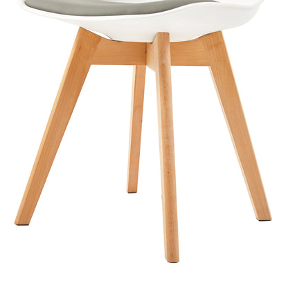 TULIP Dining Chair with Beech Legs - White/Gray